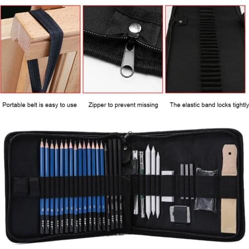 Hot Sale Drawing Pencils Art Supplies 32 Sketching Art Set in a Storage Bag Portable Gift for Students Artists