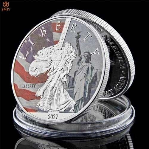 2018 American Statue Of Liberty Silver Plated World Cultural Heritage USA Commemorative Coin With Protection Capsule