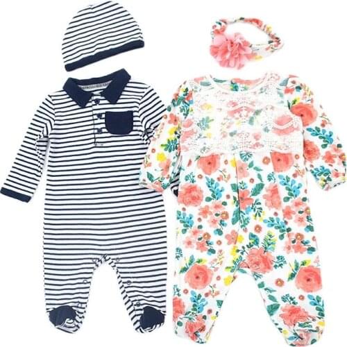 Baby Clothes 0-9 Months Cotton Sweet Long Sleeve Autumn Spring Newborn Girls Footies Bodysuits Babies Boy Jumpsuit Infant New