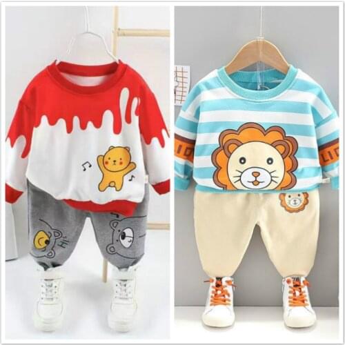 Baby Boys Clothes Set Cartoon Sweatshirt Tshirt Outwear And Pants Girls Trousers Sportsuit Kids Outfits Children Tracksuit 0-4Y