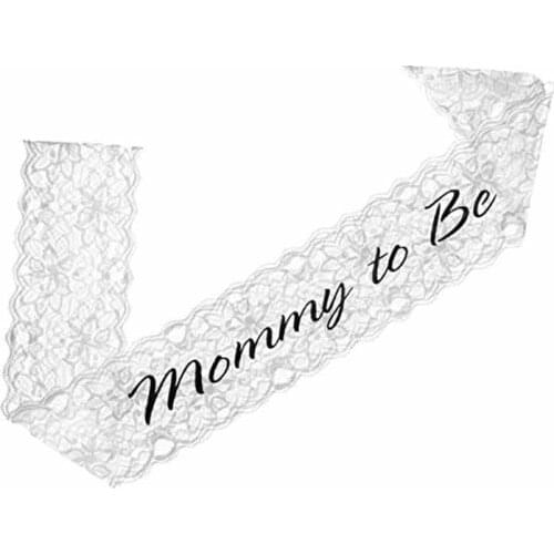 Lace Mommy to Be Sash Baby Shower Sash for the Mom to Be Gender Reveals Party Decorations Gift Baby Boy or Girl white black