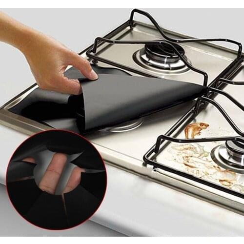 4pcs Glass Fiber Gas Stove Protectors Reusable Gas Stove Burner Cover Liner Mat Pad File Injuries Protection Home Kitchen Tools