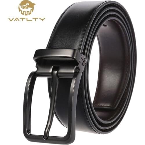 VATLTY 2020 Official authentic high quality natural cowhide mens belt smooth double-sided belt casual business belts for men