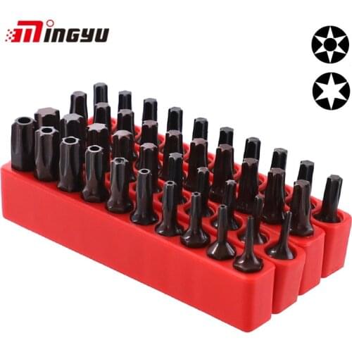 10pcs T6-T40 Torx Screwdriver Bit Set With Keeper 25mm 1/4" Shank Impact Electric Screwdriver Bits with Hole T15 T20 T25 T40