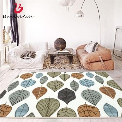 Bubble Kiss Nordic Style Cartoon Yellow Leaf Pattern Area Rugs Home Living Room Decor Carpet Children Kids Room Soft Floor Mats