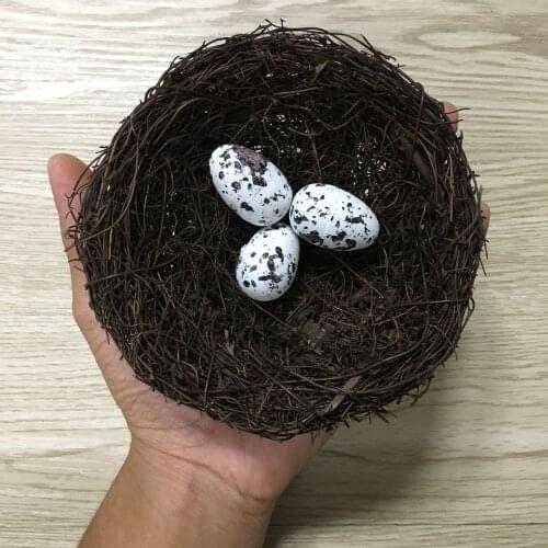 Natural Rattan Birds Nest Spring Decoration Props Garden Yard Home Bird Eggs for Easter Day Decor
