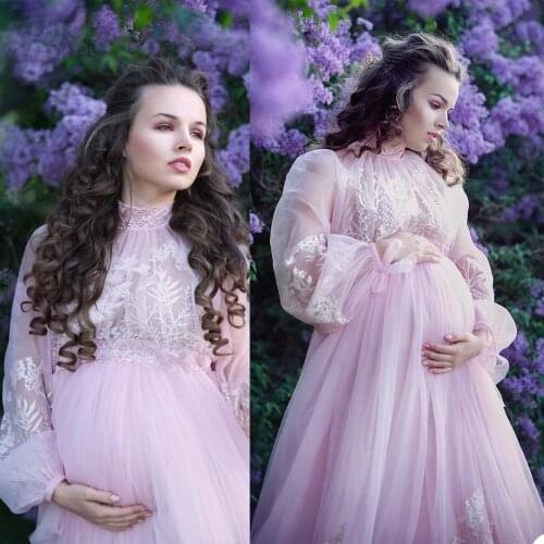 New Arrival Maternity Dress Robes for Photo Shoot or baby shower Ruffle Tulle Chic Women Dresses Nightgown Photography Shawel