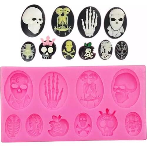DIY New Arrival New Models Diy Halloween Skull Series Collection Fondant Cake Decorating Green Liquid Bakeware Mold Cake Tools