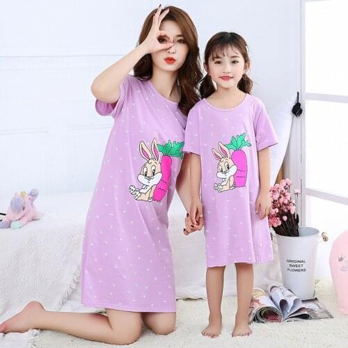 Mother Daughter Clothes Dress Girls Unicorn Pajamas Family Look Baby Girls Clothes Summer Cotton Family Matching Nightdress