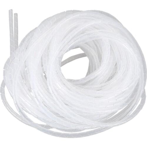 Cable Wire Organizer Manager Spiral Wrap Band 6mm Dia 15M Length White