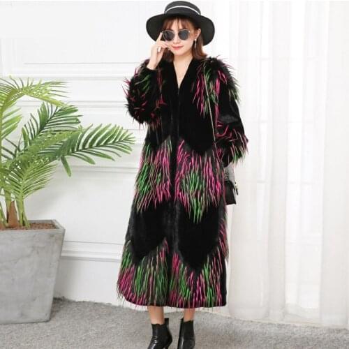 Faux Fox Fur Coat Female Jacket Autumn Winter Coat Women Clothes 2020 Vintage Warm Long Tops Plus Size Fourrure Femme ZT4774