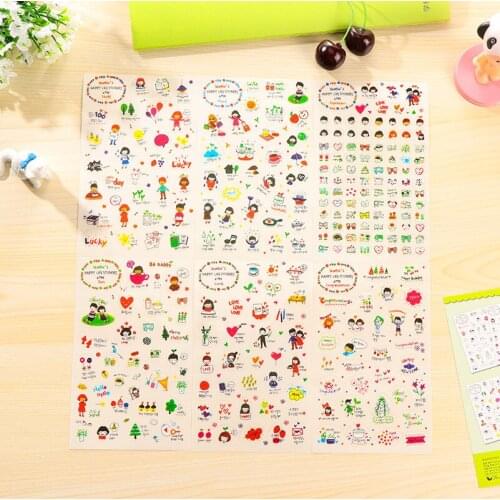 1set BZNVN Japan and South Korea green girl PVC transparent diary expression stickers group cartoon DIY album diary stickers 6