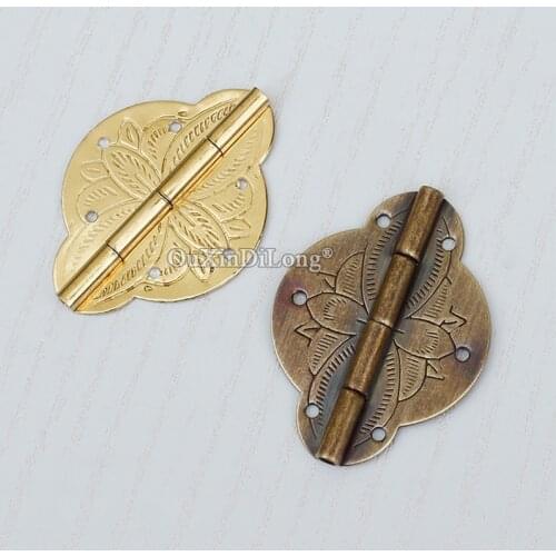 Retro Vintage 50PCS European Antique Pure Brass Jewelry Box Hinges Drawer Cabinet Wooden Furniture Small Hinge