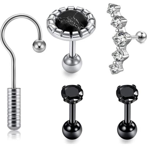 16G Tragus Cartilage Earrings Studs CZ Opal Dangle Helix Piercing Jewelry Earlobe Piercing Stud Earring for Women Girls