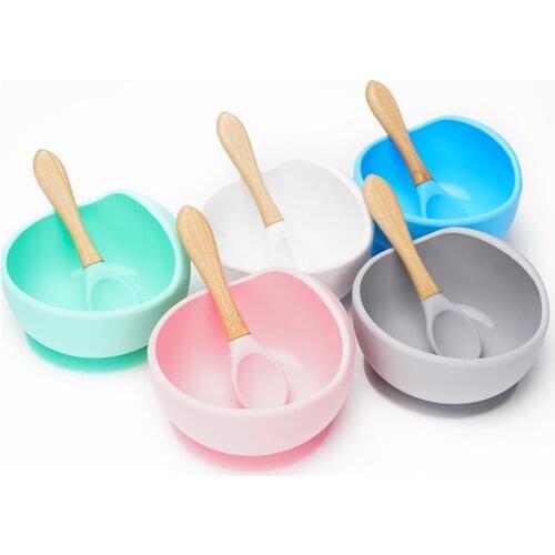 1 Set Silicone Baby Tableware Feeding Bowl Waterproof Spoon Non Slip Baby Bowl New Dinner Plate Baby Dinner Plate