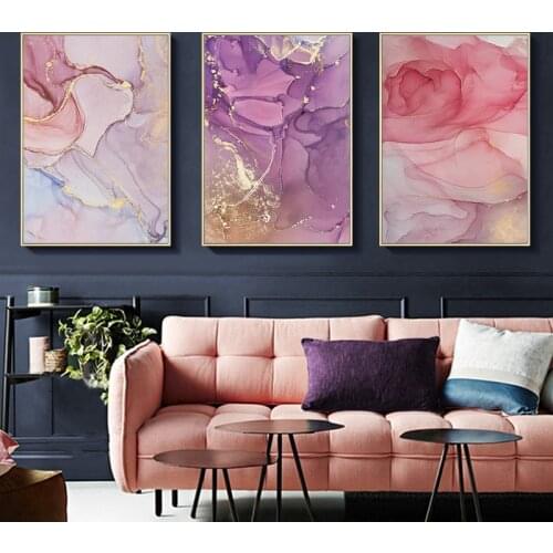 Nordic Colorful Golden Scandinavian Poster Modern Abstract Canvas Painting Wall Art Print Pictures for Living Room Home Decor