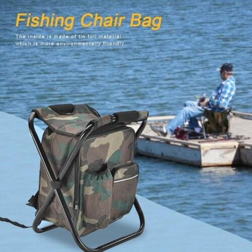 Folding Camping Fishing Chair Stool Portable Backpack Cooler Hiking Picnic Bag Hiking Seat Table Bag Outdoor Climbing Equipment