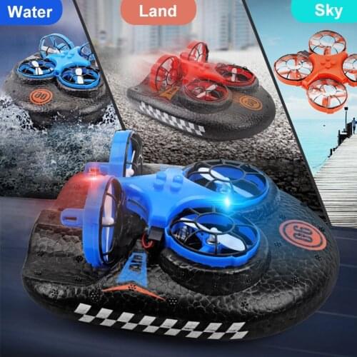 2.4G 3-in-1 Amphibious fly Drift Car RC Hovercraft Speed Boat RC Stunt Car Toys Gift For Kid Outdoor Models Car