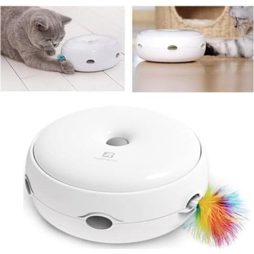 Smart Electric Cat Toy Interactive Turntable Funny Game Toy For Kitten Cat Play Moving Toy With Feather Cat Teaser Accessory