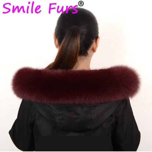 Real Fox Fur Collar Furry Warm Winter Coats Fur Decor 75cm White Pink Blue Natural Fox Fur Scarf Women Men Jackets Accessories
