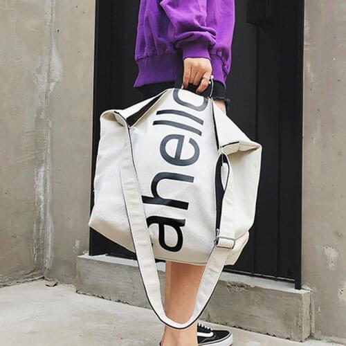 Letter Print Canvas Tote Bag Women Large Capacity One-Shoulder Messenger Bag WomenS Korean Magnetic Buckle Crossbody Bags Woman