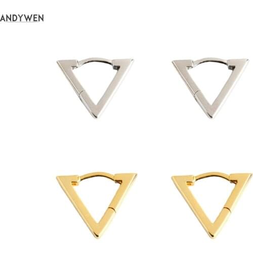 ANDYWEN 925 Sterling Silver 8mm Triangle Hoops Mini Huggies Rock Punk Women Special Jewelry For Party Luxury Gift Accessories