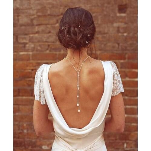 Fashion sexy back chain chain pearl choker necklace women elegant trendy statement necklace bridal jewelry bijoux 2020