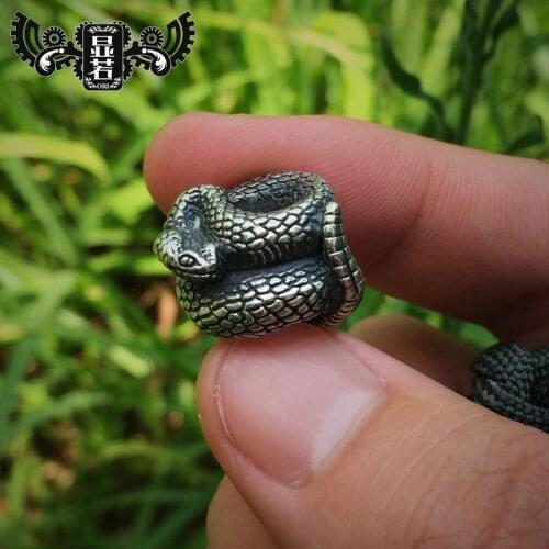 Significantly rattlesnake knife pendant brass Tibetan silver umbrella rope personalized handmade DIY flashlight backpack pendant