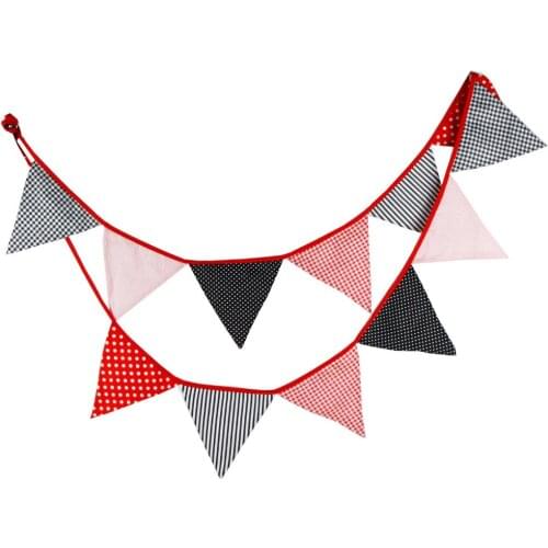 1pcs 3.3M 12Flags Black Stripe Red Dot Baby Party Wedding Shooting Flag Banner Decoration Family Home Birthday Wall Deco Pennant