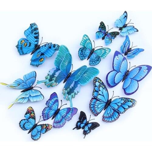 12pcs 3D Butterfly Wall Sticker magnetic self adhesive refrigerator sticker home decoration accessories Butterfly Wall Sticker
