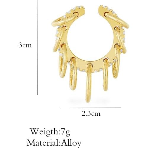 2021 Punk Retro Nonpierced Single Multi-ring Mini Ear Bone Clip Female Punk Rock Cartilage Ear Buckle Gold Metal Pendant Jewelry