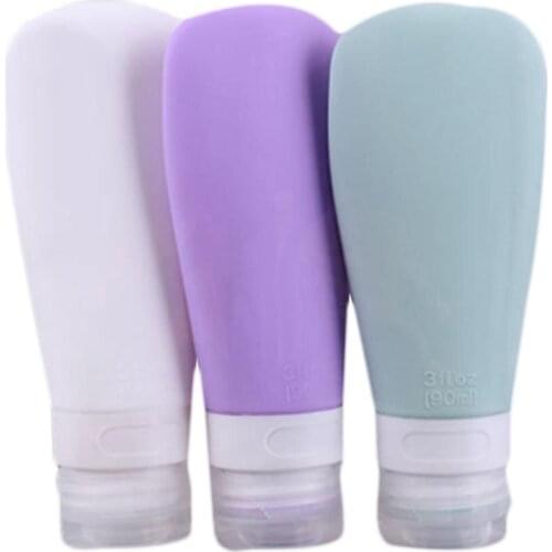 3Pcs Silicone Toiletries Conditioner Lotion Soap Liquid Holder Travel Bottle Empty Bottle For Bath Shampoo Sample 60ml 90ml