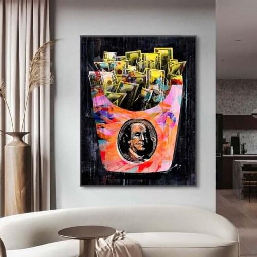 Abstract Graffiti Street Money Dollar Canvas Painting Modern Abstract Posters and Prints Wall Art for Living Room Decor Cuadro