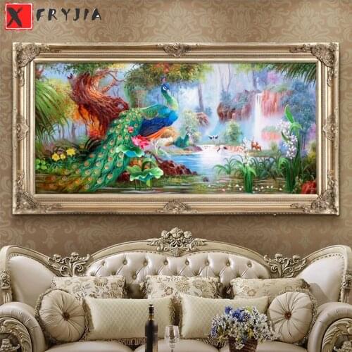 Diamond Painting Modern animal art colorful peacock 5d Diamond Embroidery Full Display Diamond Mosaic Cross Stitch Decoration