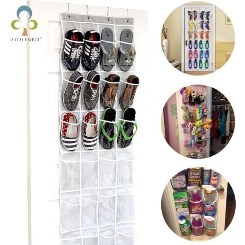 24 Pocket Large Mesh Cloth Box Storage Hanging Bag Wall-mounted Sundries Organizer Holder Room Shoes Slippers Storage Bag YJN