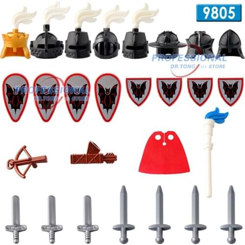 21PCS Medieval Castle Shadow Knight Green Dragon Knight with weapons Action Figures Building Blocks Bricks Toys GIFTS 9805 9806