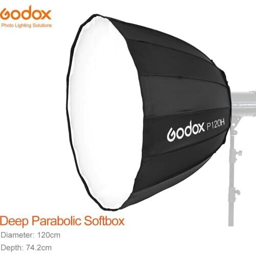 Godox Portable P120H 120CM Metal Material of Rods Deep Parabolic Softbox Bowens Mount Studio Flash Speedlite Reflector
