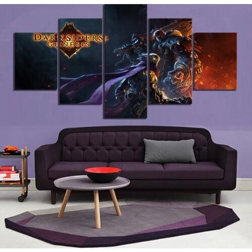 5 Piece HD Fantasy Art Paintings Darksiders Genesis War and Strife Game Poster Artwork Canvas Paintings for Home Decor Wall Art