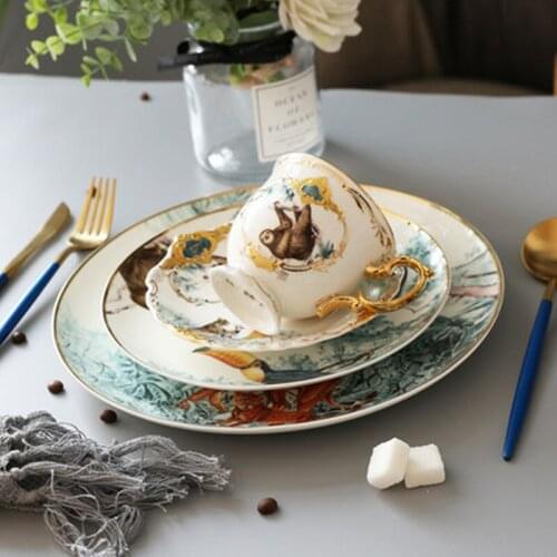 Ceramic European Retro Luxury Animal Dessert Fruit Snack Plate Home Dinnerware Decoration Ceramic Plates Dishes Bone China