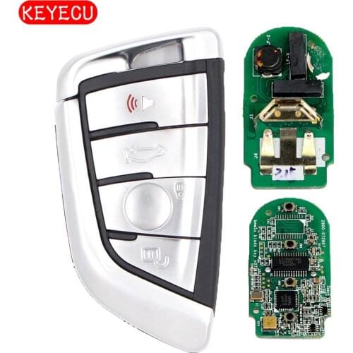 Keyecu CAS4+ Remote Car Key Fob 4 Button 315MHz/433MHz for BMW 1 2 3 4 5 6 7 Series X1 X3 F Chassis FEM 2011-2017 Silver