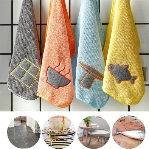 Kitchen Strong Water Absorbent Cleaning Microfiber Plate Dish Cloth Hand Cleaning Towel