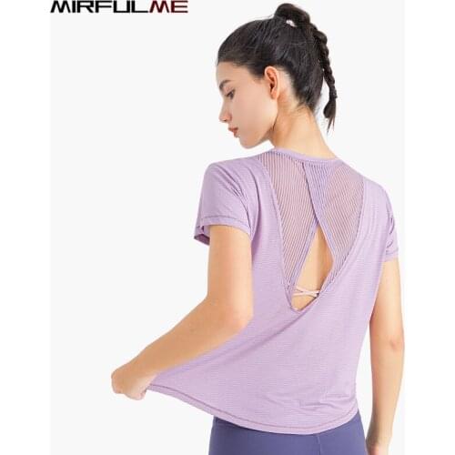 Summer Women Thin Loose Mesh Breathable Yoga Tops Short Sleeve Sport T-Shirts Hollow Out Running Shirts Girls Gym Workout Blouse