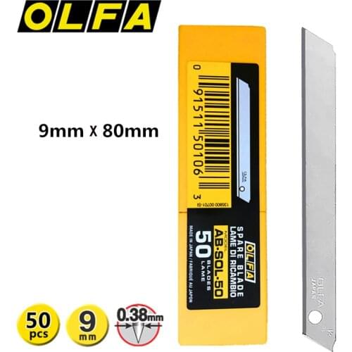 50pcs X OLFA AB-SOL-50 9mm Crease-free Art Blade, Spare Blade Lame Di Ricambio Integrated Blade for Standard 9mm Knife