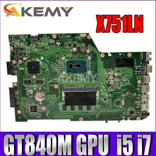 X751LNB Mainboard For Asus R752LD X751LJC X751LN X751LD X751LJ X751LB A751L X750LB Laptop motherboard GT840M/2G 4GB RAM