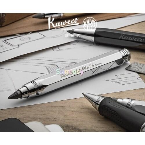 Kaweco Sketch Up Clutch Mechanical Pencil Satin Chrome 5.6mm 5B Lead ,Octogonal Eight Edge Design, Retractable Pencil Refillable