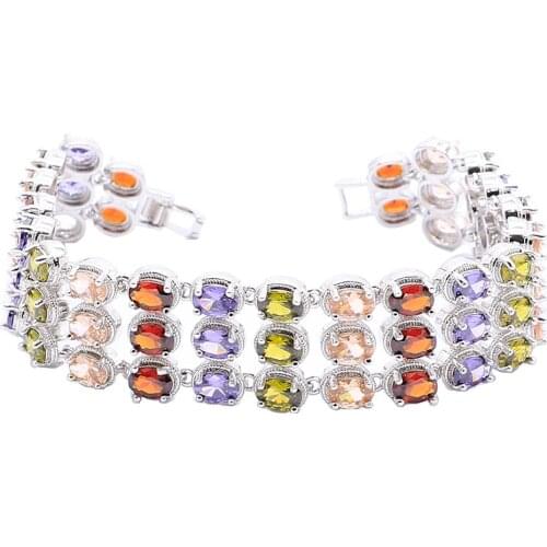 Multi Color Purple Zircon Silver Bracelet for Women Wedding Birthday Jewelry
