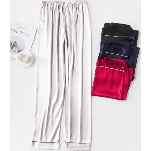 Mens Stain Silk Bottoms Pajama Pants Men Sleepwear Modern Style Silk Nightgown Homewear Male Satin Soft Elegant Cozy Sleeping
