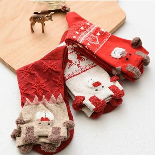 New 2020 Women Sock Winter Warm Christmas Gifts Stereo Socks Soft Cotton Cute Santa Claus Deer Socks Xmas Christmas Socks Cute