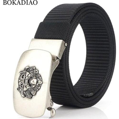 BOKADIAO Nylon Belt luxury Metal Automatic Buckle Belts for men fashion jeans belt outdoor casual canvas male strap high quality