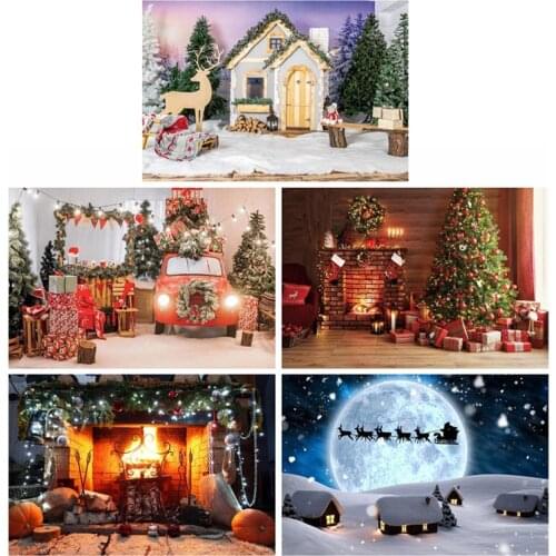Christmas Backdrop Fireplace Tree Winter Window Room Interior Baby Birthday Photography Background For Photo Studio Photophone